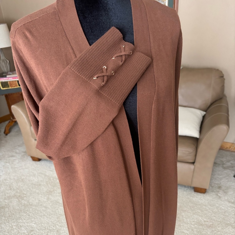 Brown Open Front Cardigan